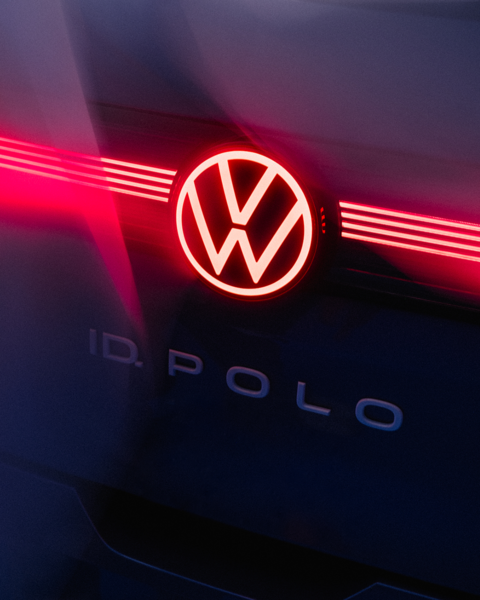 Volkswagen ID.Polo Rot glühendes VW Logo der Rückseite